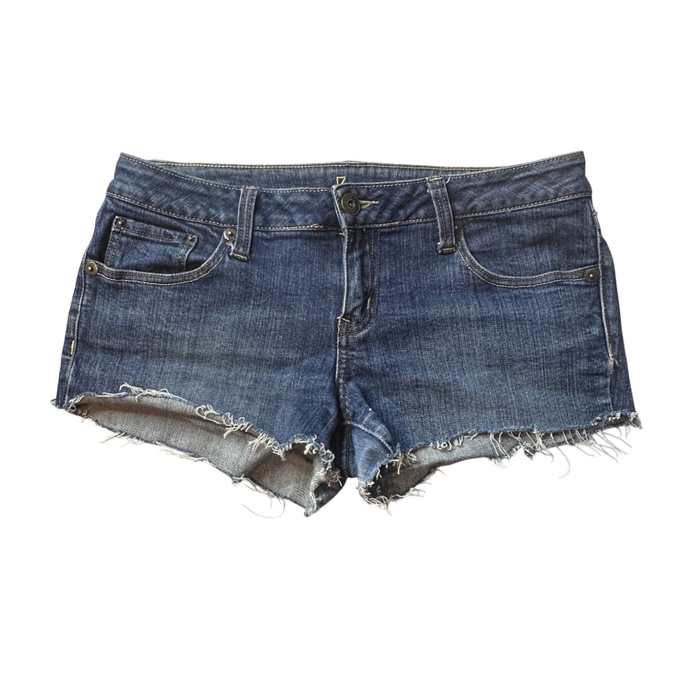 ZCO Jeans Denim Shorts Womens 11 Blue Cut Off Low Rise Frayed Hem Embroidered